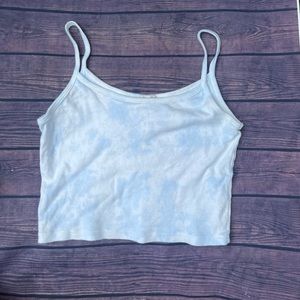 brandy melville john galt light blue and white pastel cropped tank top